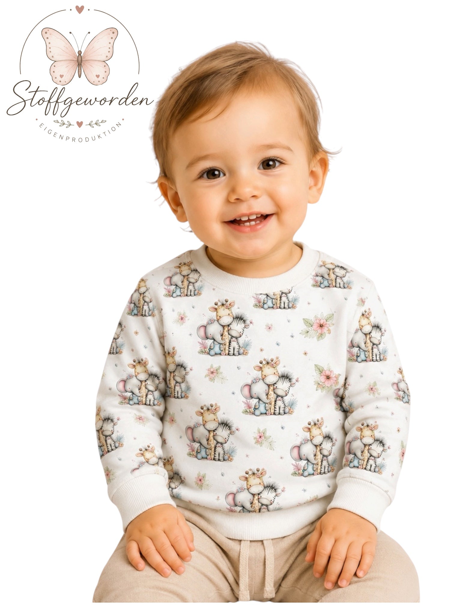Handgemachter Kinderpullover „Safari Friends“