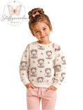 Handgemachter Kinderpullover „Kleines Blumen Leoparden-Babykätzchen“