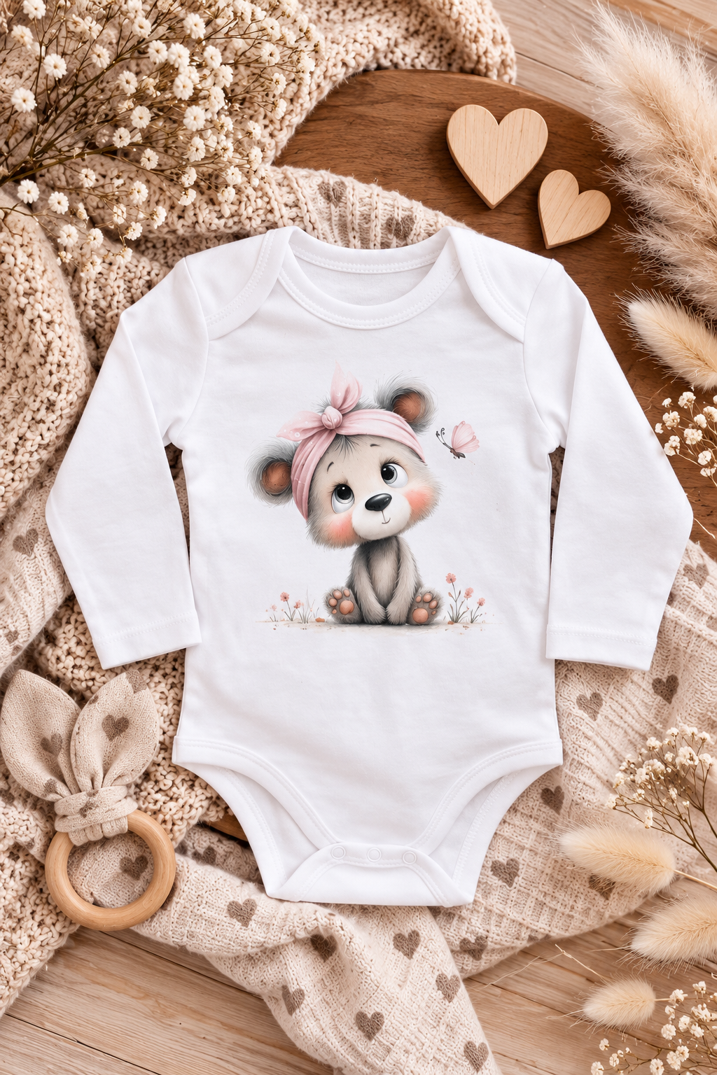 Babybody „Sarah“ – Kleine Bärenliebe 🤎