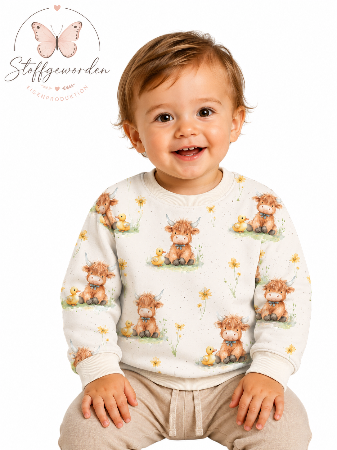 Handgemachter Kinderpullover „Kleine Bauernhoffreunde“