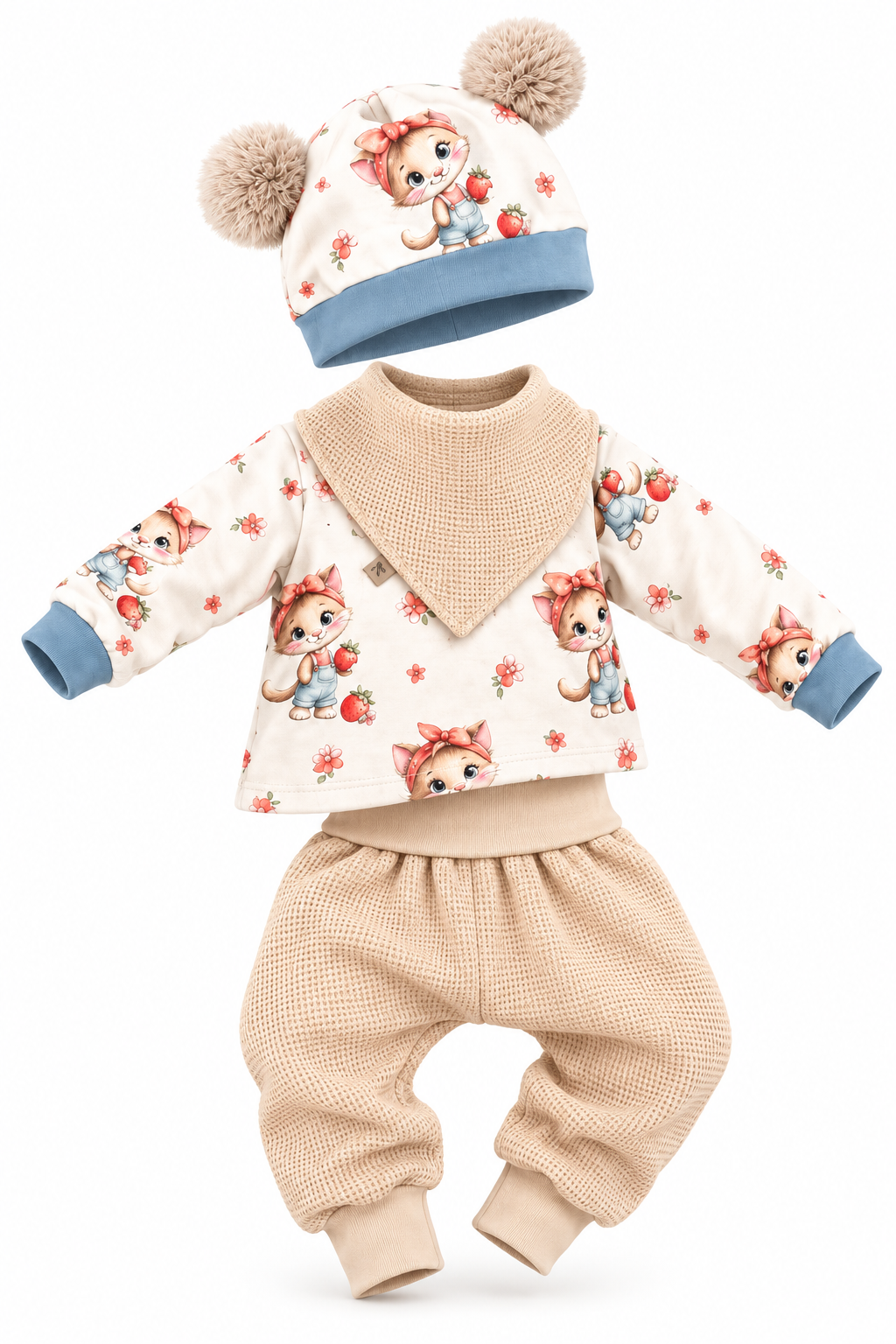 🍓 Katzenliebe – 4-teiliges Outfit-Set