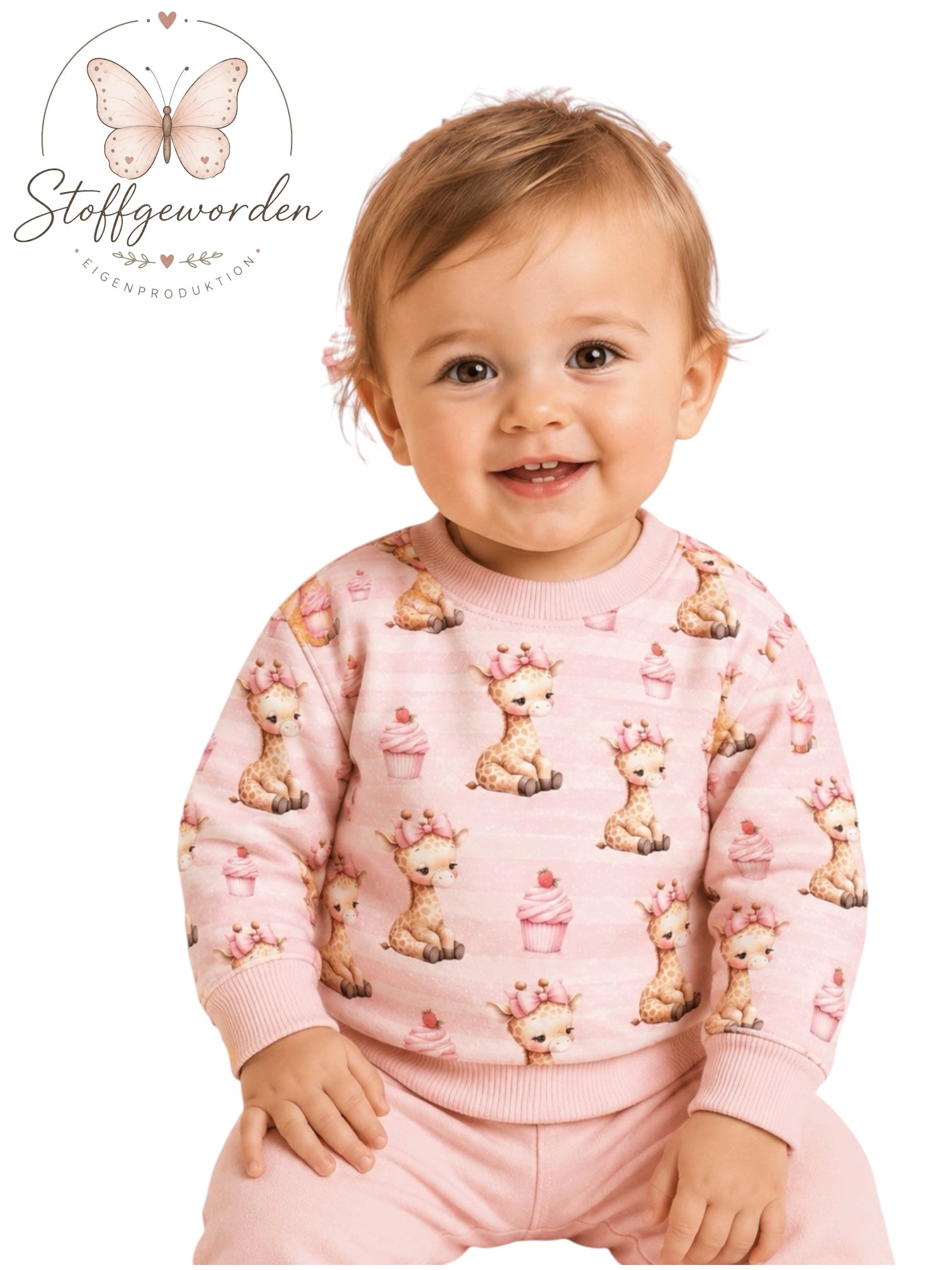 Handgemachter Kinderpullover „Kleine Törtchen-Giraffe“