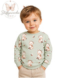 Handgemachter Kinderpullover „Kleines Kälbchen mit Marienkäfer“