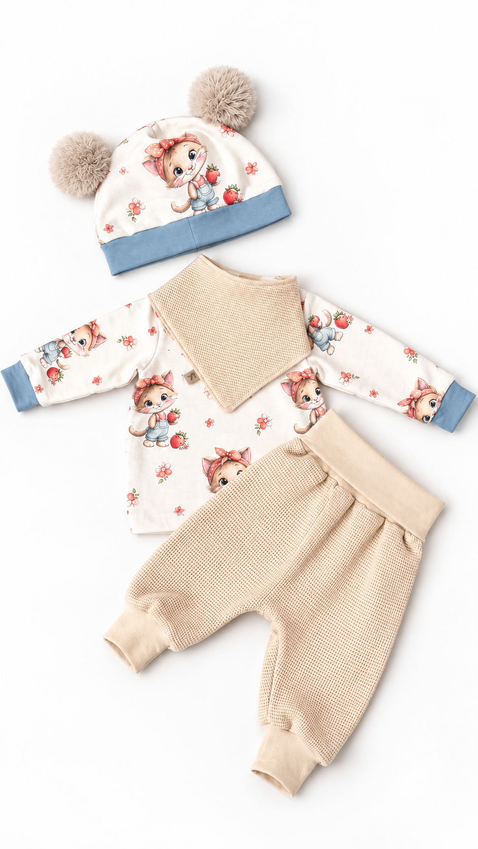 🍓 Katzenliebe – 4-teiliges Outfit-Set