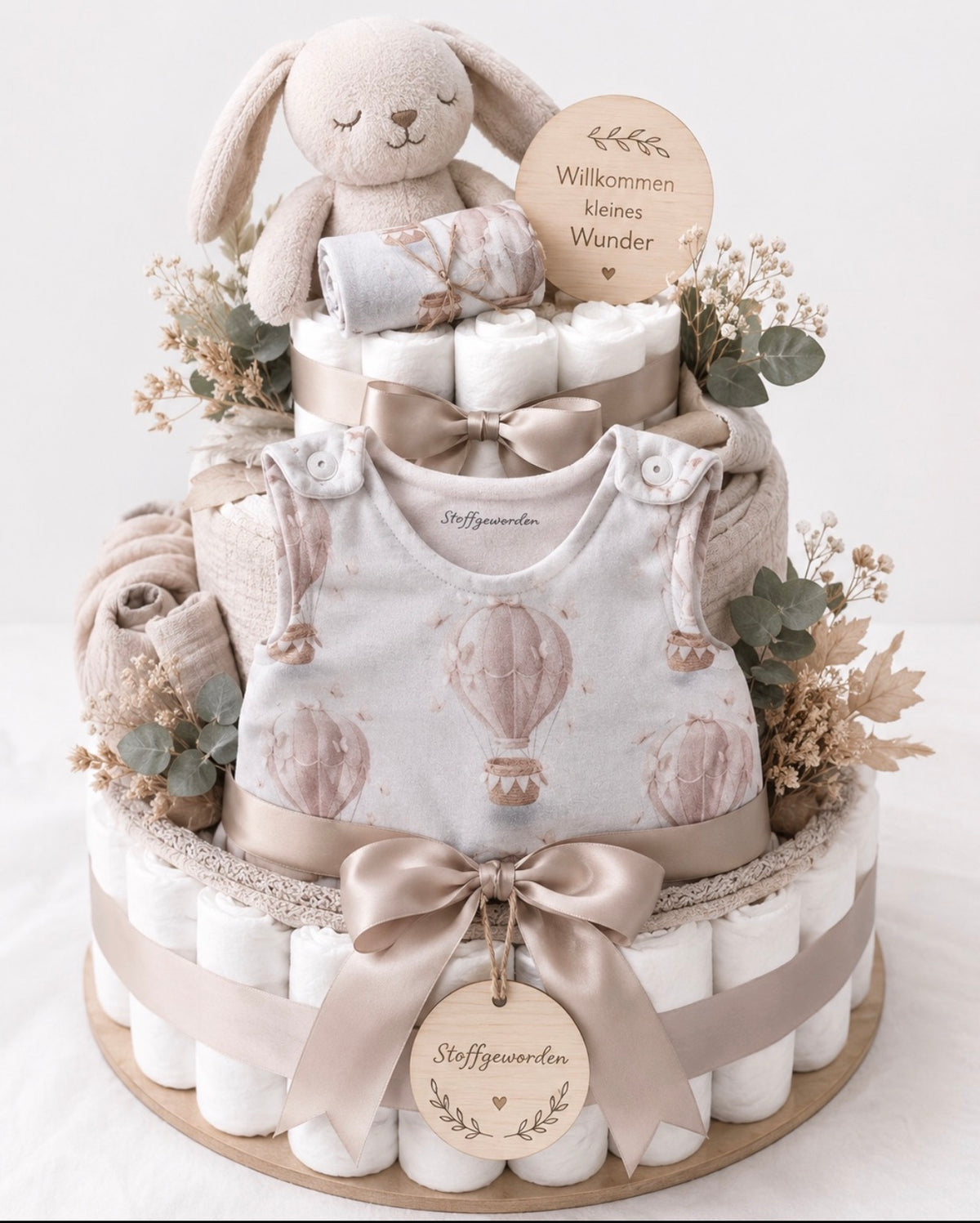 Stoffgeworden Windeltorte – Ein Geschenk voller Liebe 🤍