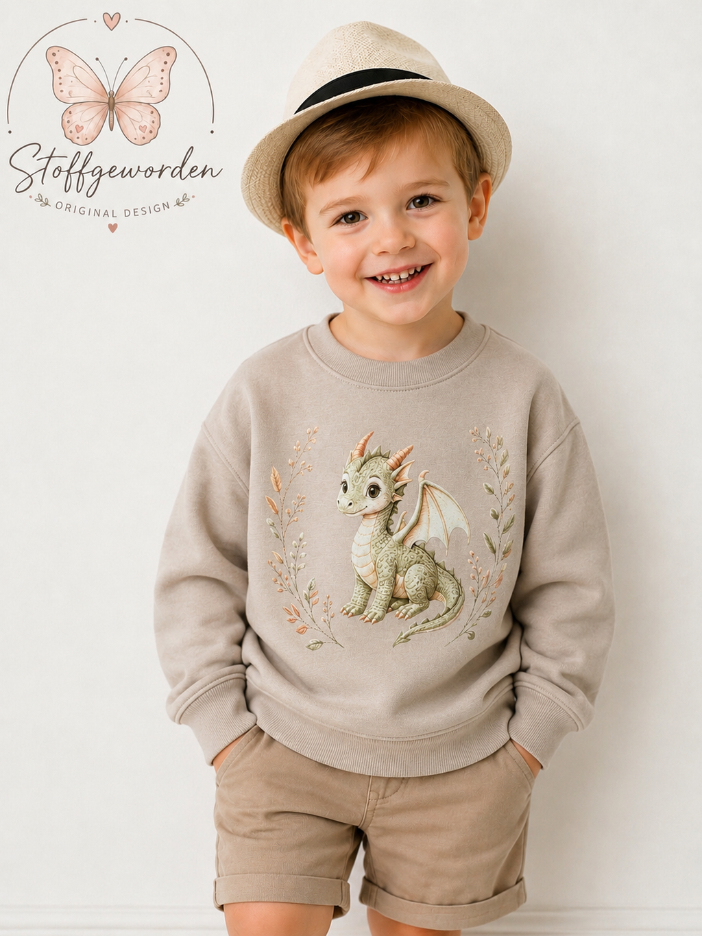 Handgemachter Kinderpullover „Niedlicher Drache“