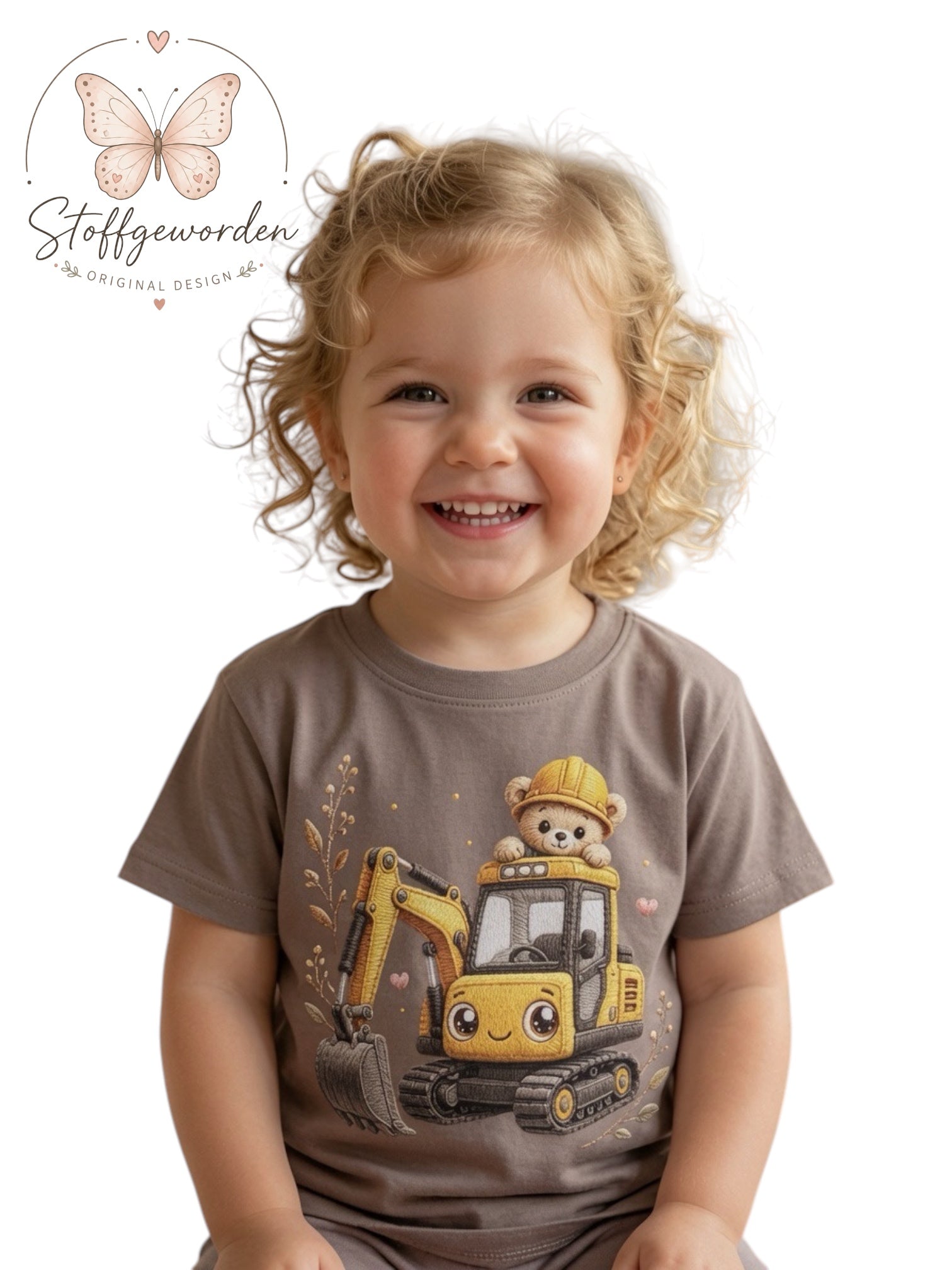 Handgemachtes Kindershirt „Theo der kleine Baggerfahrer“