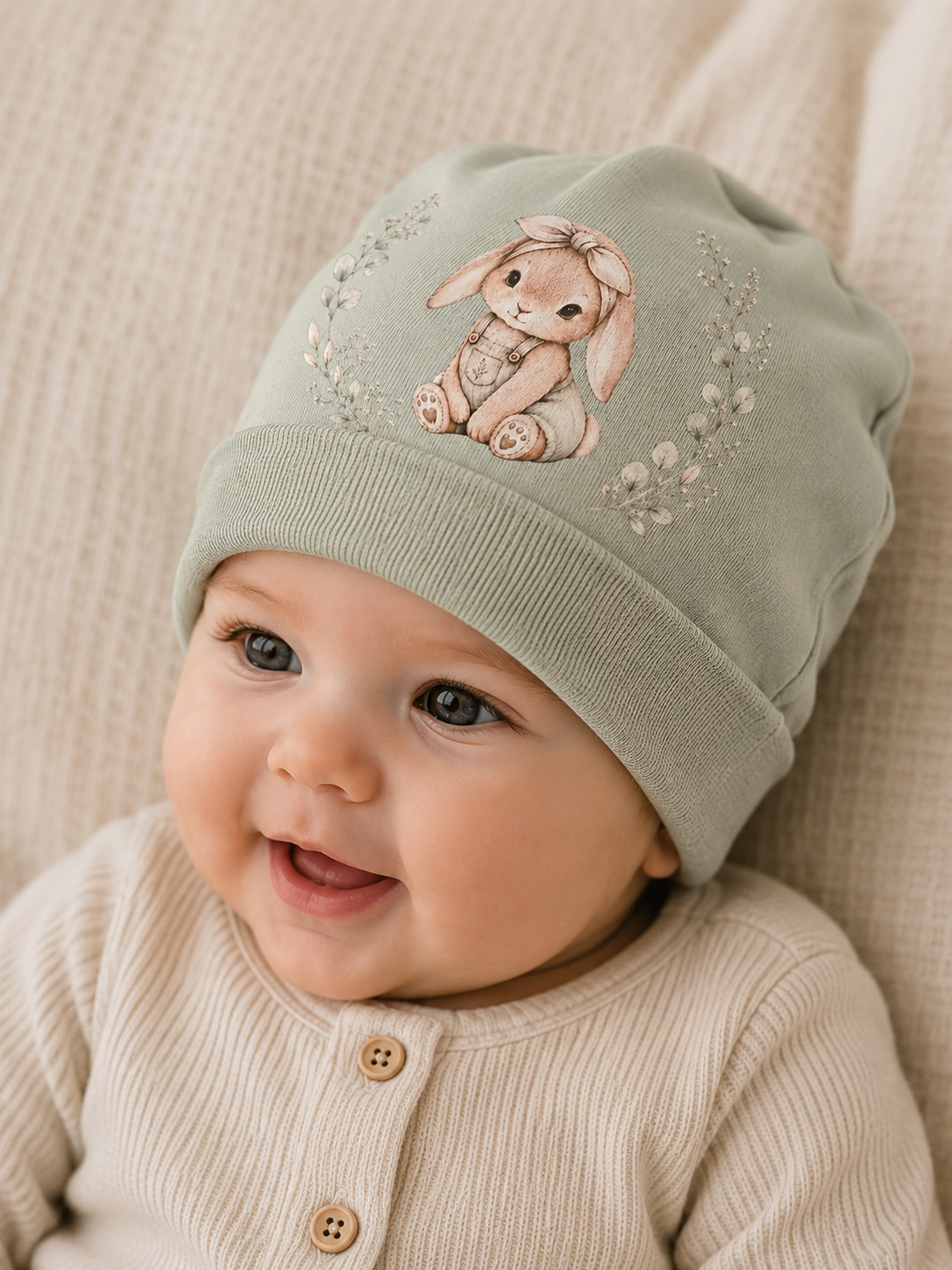 Beanie Häschen „Zoe“ Schilfgrün