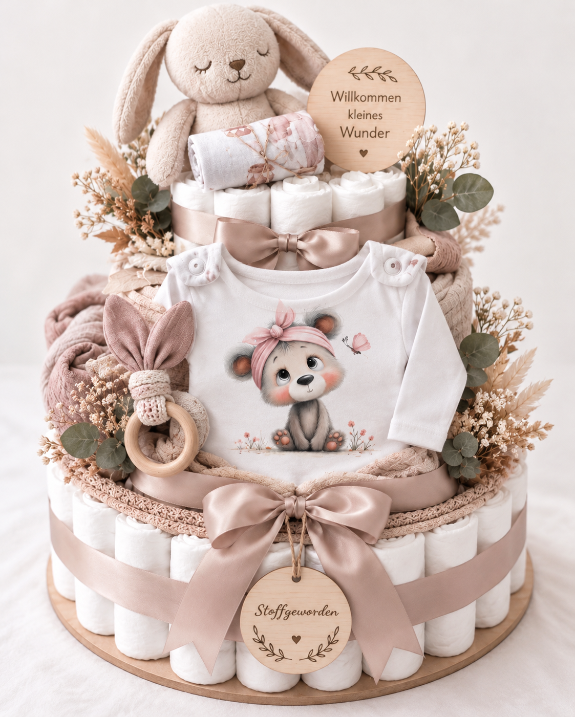 Stoffgeworden Windeltorte – Ein Geschenk voller Liebe 🤍
